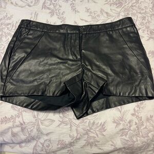 Dalia Collection Black High Waist Leather Shorts